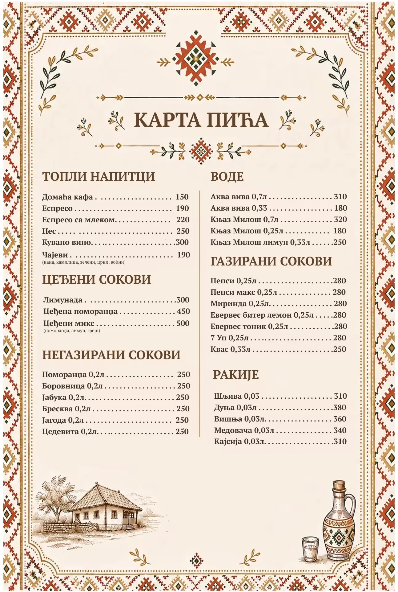Jelovnik kneginja restoran