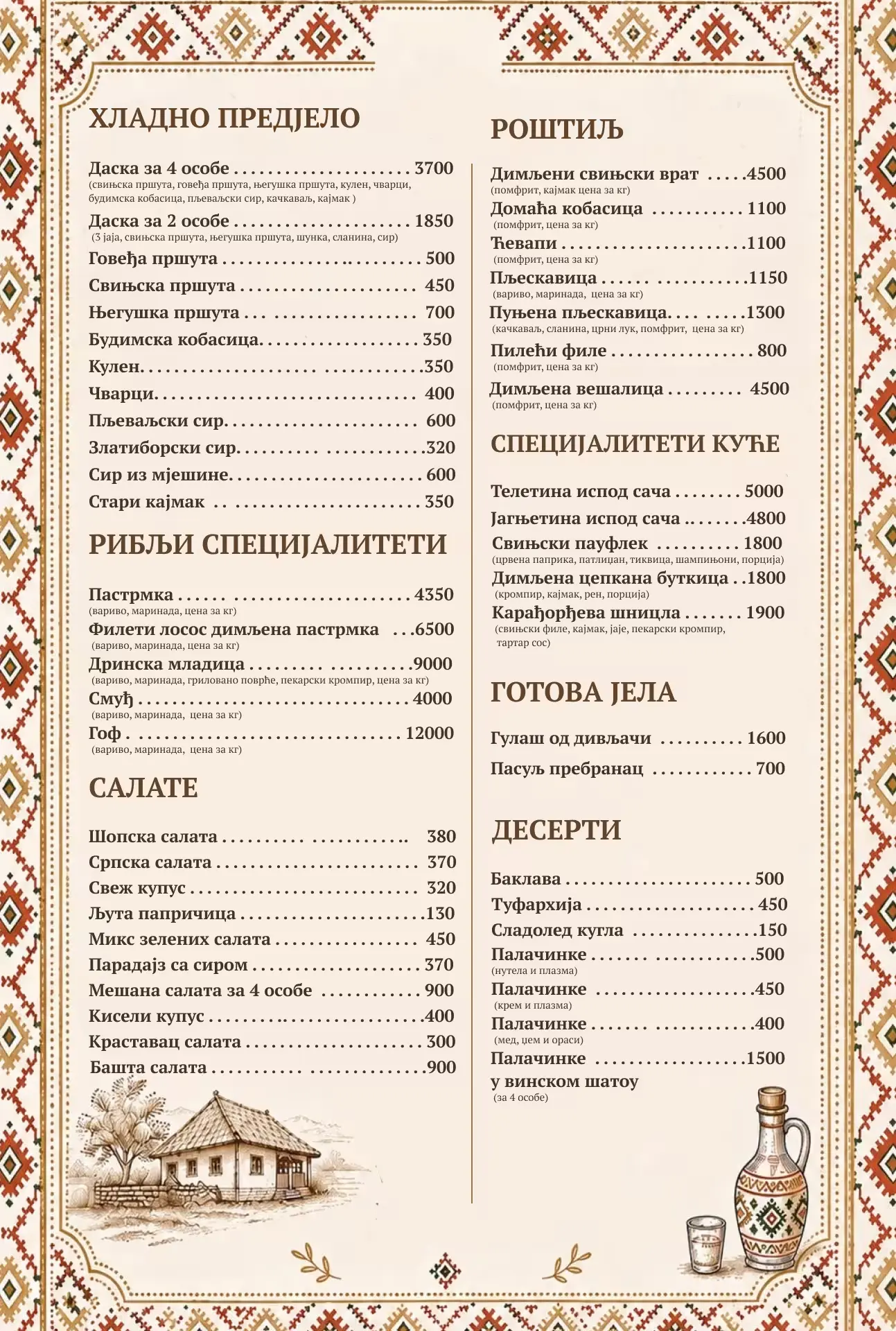 Jelovnik kneginja restoran